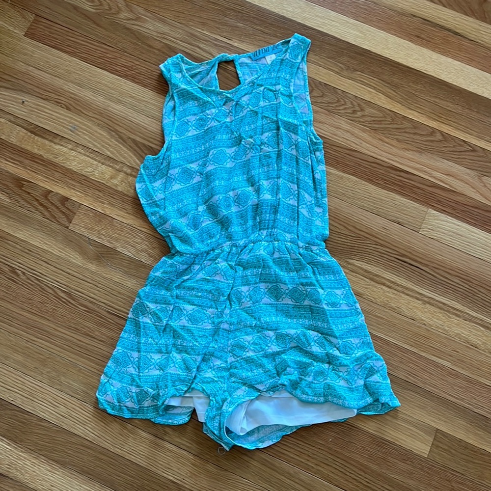 Teal and White Romper